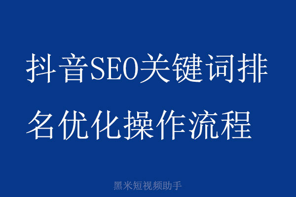 抖音SEO关键词排名优化操作流程