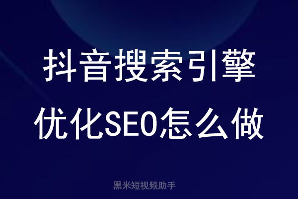 抖音搜索引擎优化SEO怎么做