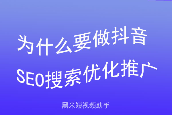 为什么要做抖音SEO搜索优化推广