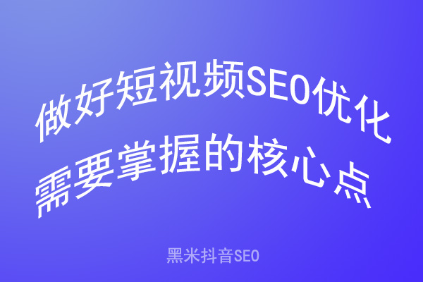 做好短视频SEO优化需要掌握的核心点