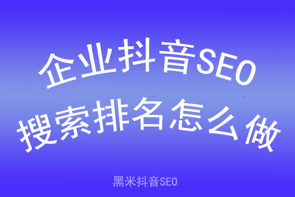 企业抖音SEO搜索排名怎么做