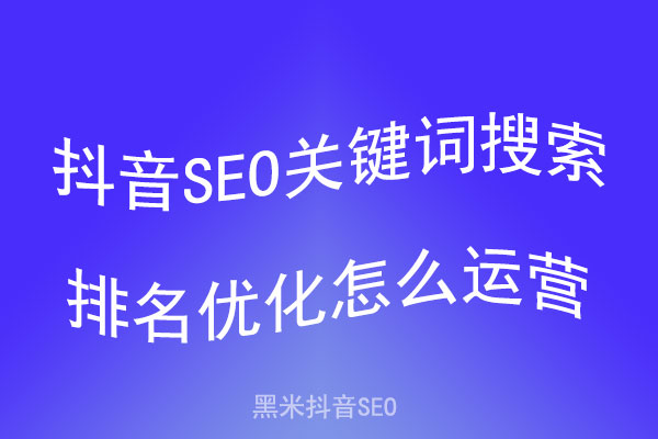 抖音SEO关键词搜索排名优化怎么运营