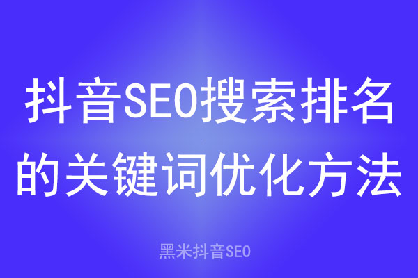 抖音SEO搜索排名的关键词优化方法