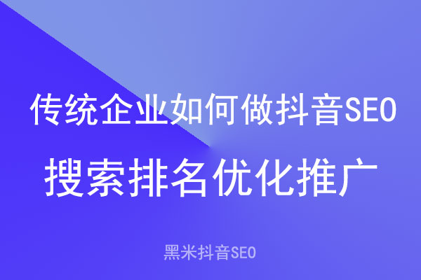 传统企业如何做抖音SEO搜索排名优化推广