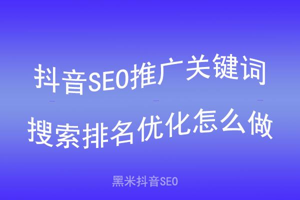 抖音SEO推广关键词搜索排名优化怎么做